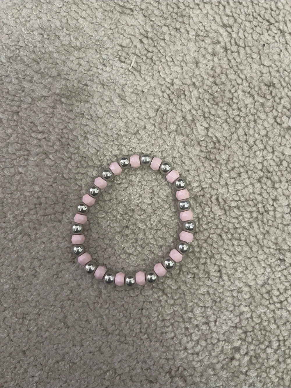 4 Beaded Stretch Bracelet Set - Coral, Pink & silver